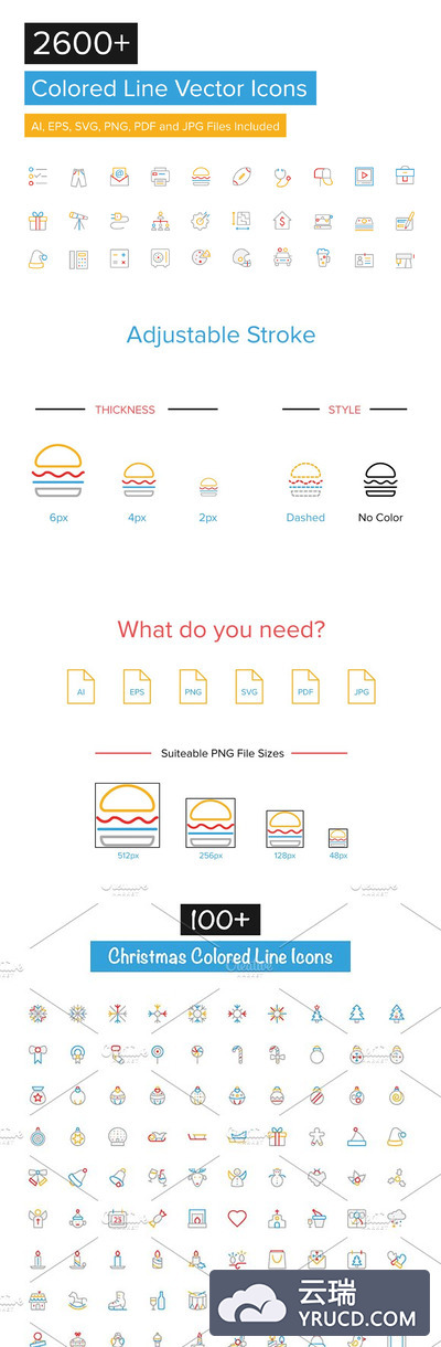 上色线型图标 2600+ Colored Line Icons