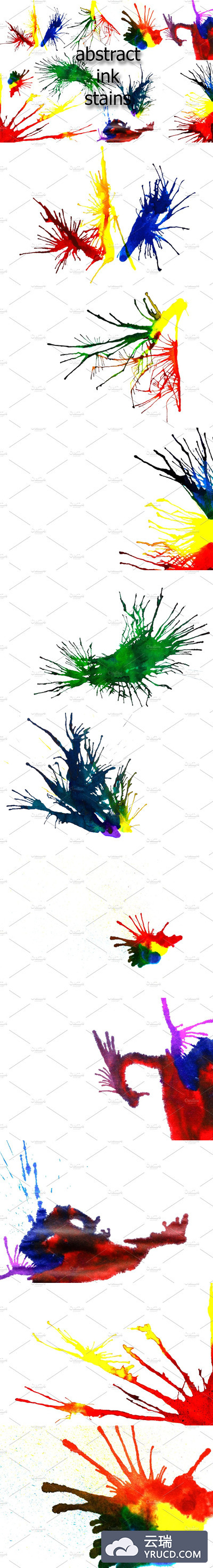 抽象泼墨背景纹理 Abstract ink stains. Set