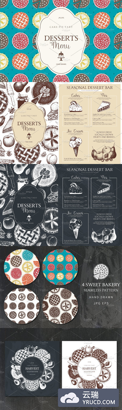 水果蛋糕菜单模型 Fruit Cakes & Pie Menu Designs