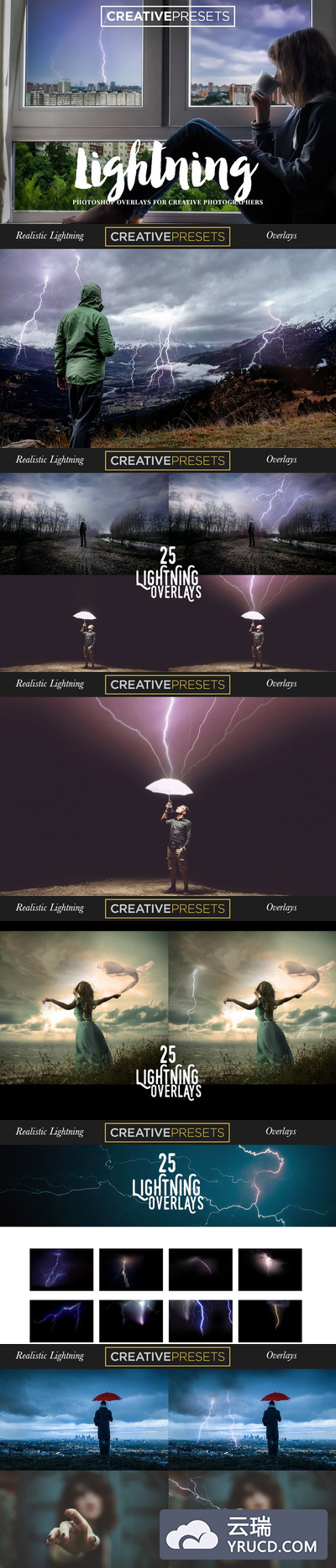 真实的闪电覆盖背景 Realistic Lightning Overlays