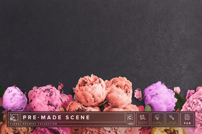 牡丹花场景样机模型 Floral Peonies Mockup Scene #001