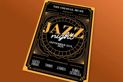 时尚高端简约欧式线条房地产爵士乐音乐宣传单DM海报设计模板