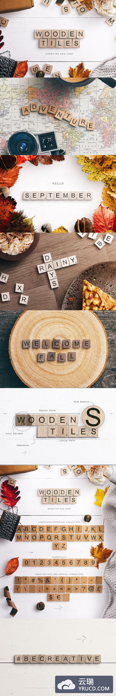 木纹字体 Wooden Tiles Font