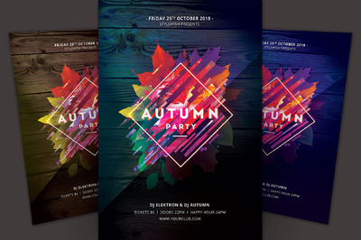 秋季主题海报模板 Autumn Party Flyer Template