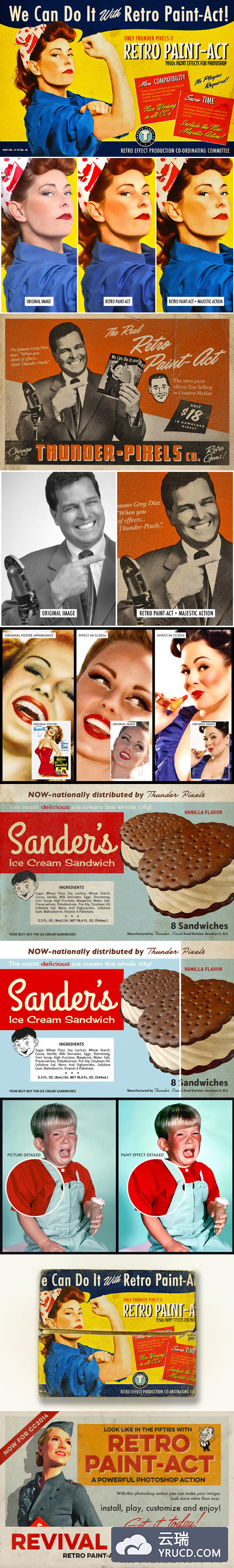 经典动作绘画 Retro Paint-Act - PS Action + Kit