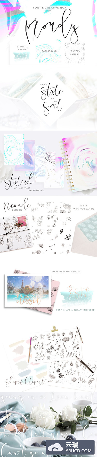 创意手写字体 Proudy Font Creative Box and Freebie