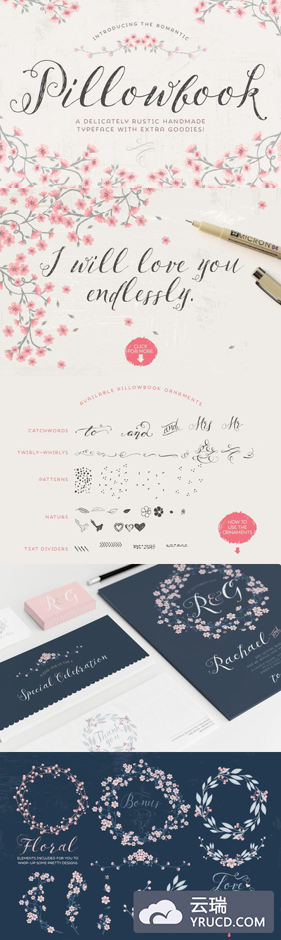 时尚手写字体 Pillowbook typeface + Extras!