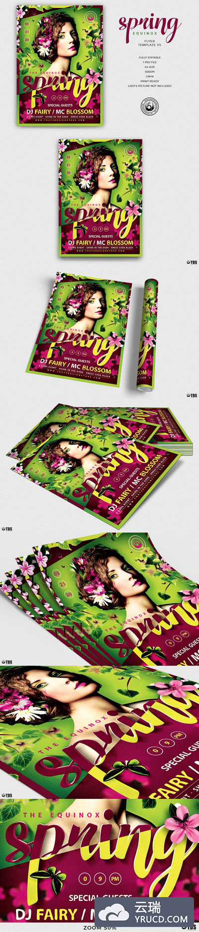 春分传单PSD V5 Spring Equinox Flyer PSD V5