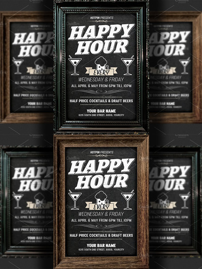 欢乐时光海报设计模板 Happy Hour Flyer Template