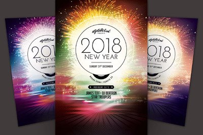 创意新年海报模板 2018 New Year Flyer