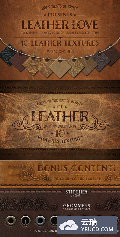 皮革真皮背景纹理 Leather Love - 10 Leather Textures