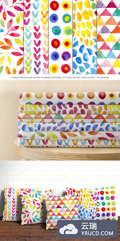 水彩纸张无缝背景纹理 Happy Watercolor Papares, seamless