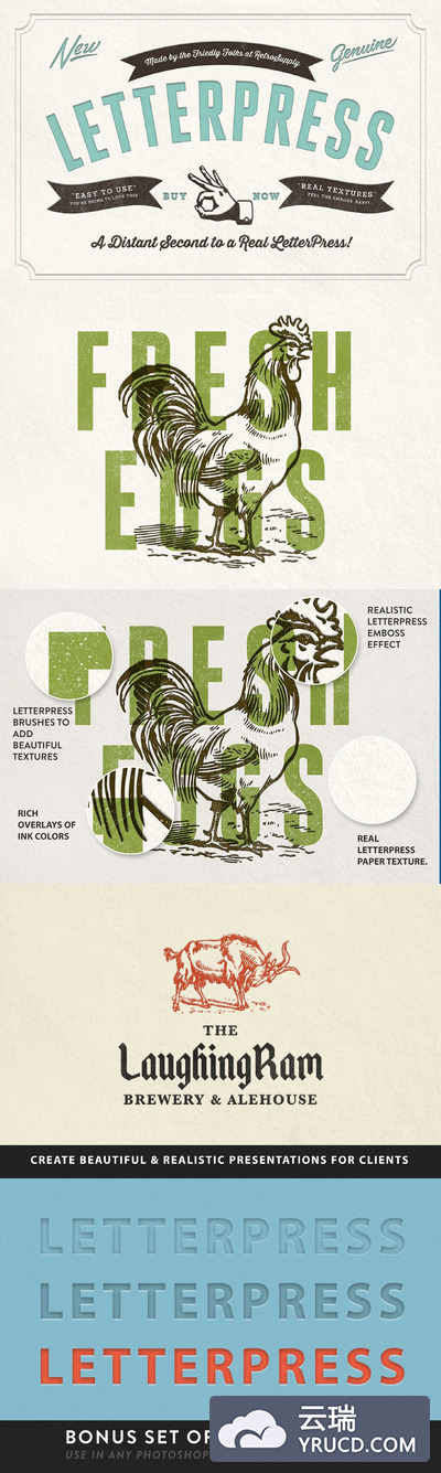 怀旧印刷文本图层样式 RetroSupply LetterPress