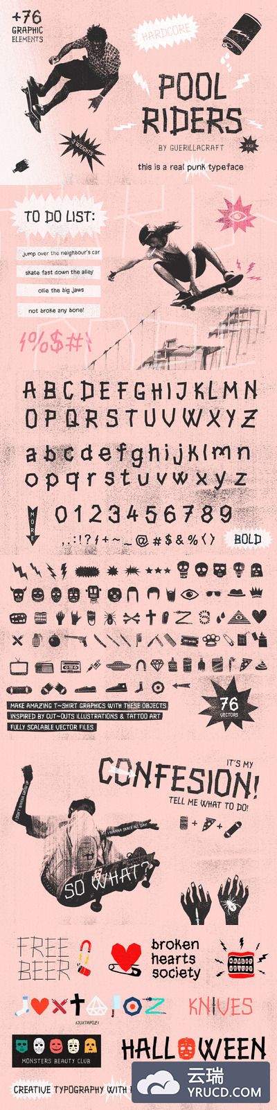 独特风格图形元素字体 Pool Riders + Graphic Elements