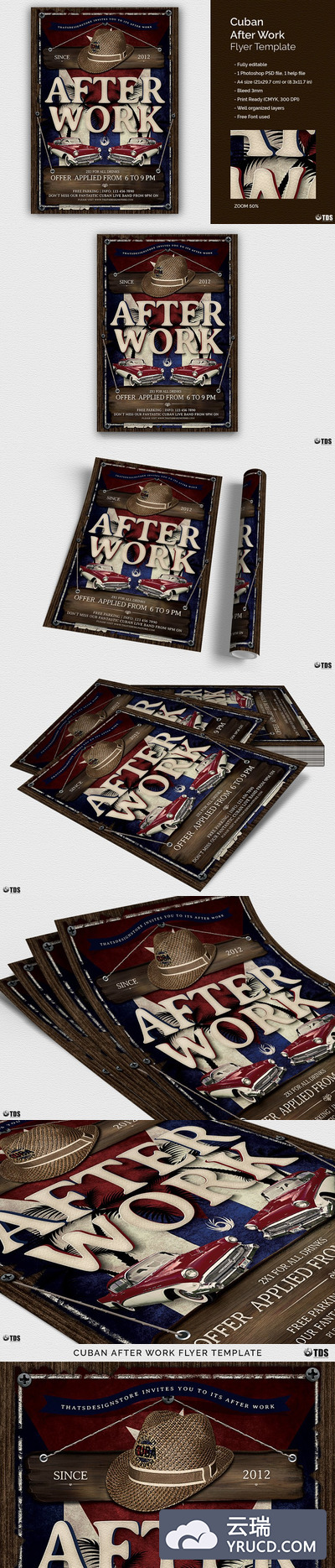怀旧海报模板 Cuban After Work Flyer PSD