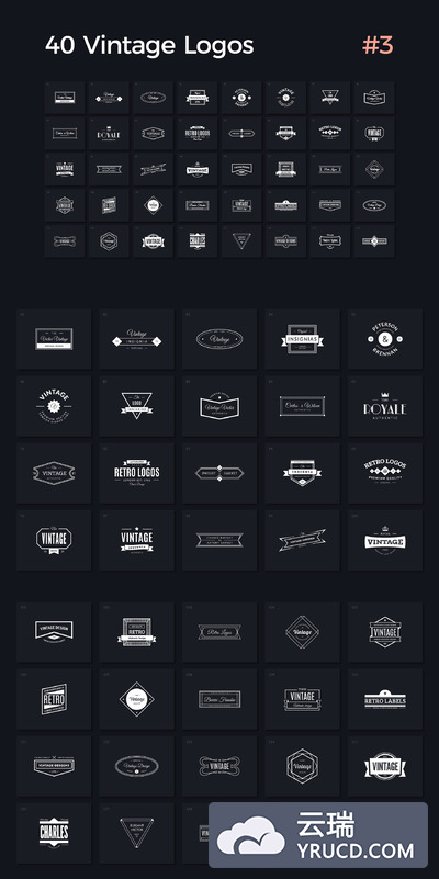 多用途的老式标志模板 40 Vintage Logos Vol. 3