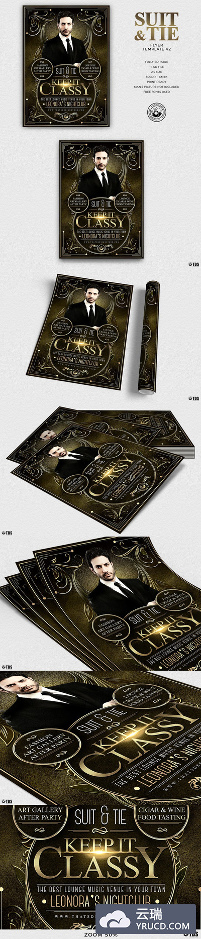 西装领带传单PSD模板V2 Suit and Tie Flyer PSD V2