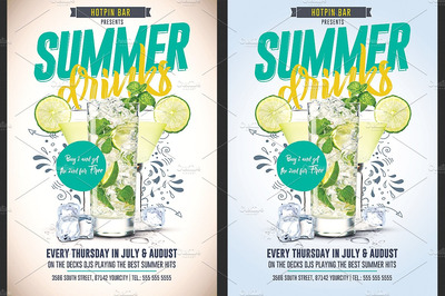 夏季饮品推广单张模板 Summer Drinks Promotion Flyer