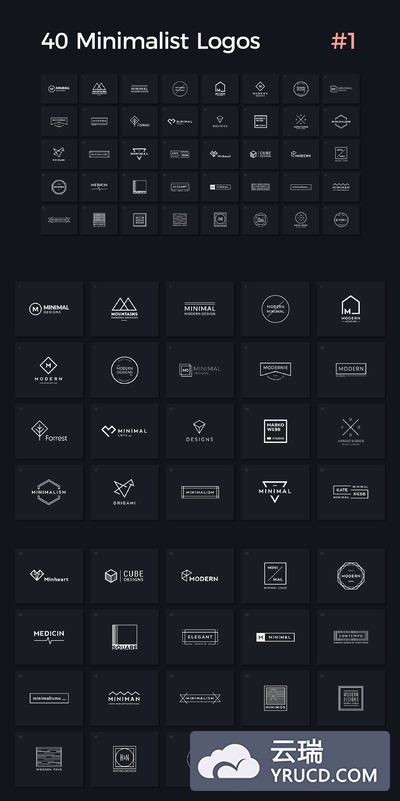 极简主义logo模板 40 Minimalist Logos Vol. 1