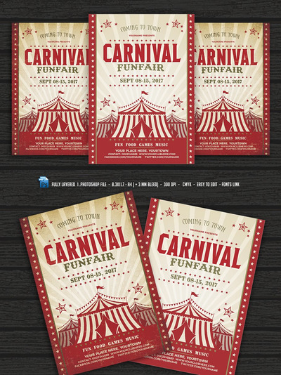 马戏团海报模板 Carnival & Fun Fair Flyer Poster