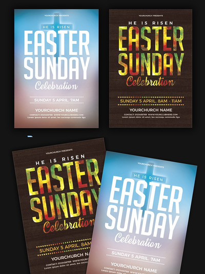 复活节传单海报 Easter Sunday Flyer Poster