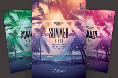 夏天海报模板 Summer Vibes Flyer Template