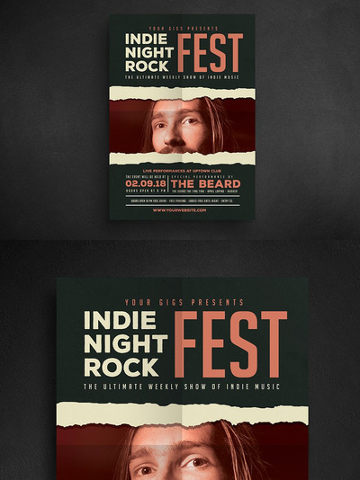 独立摇滚活动传单模板 Indie Rock Event Flyer