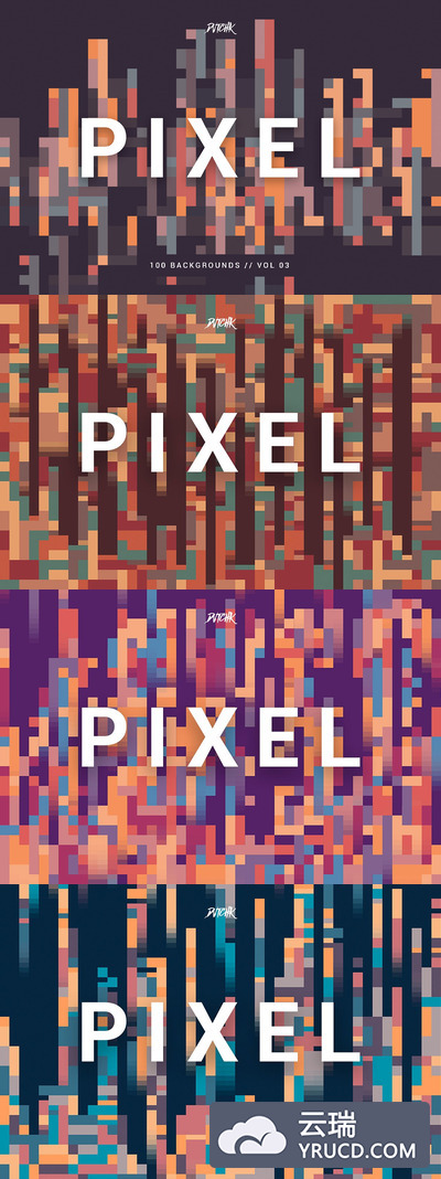 多彩像素背景纹理 Pixel | Colorful Backgrounds | V. 03