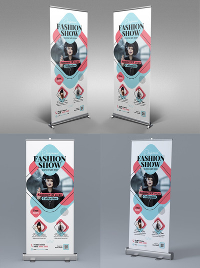 时尚高端简约多用途房地产X展架易拉宝设计模板