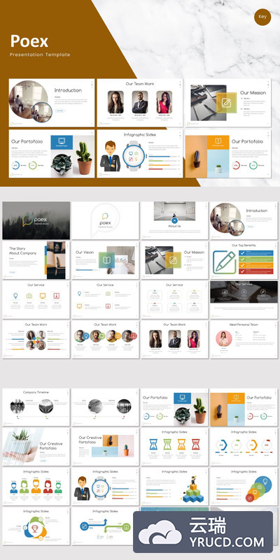 高端清新时尚简约多用途高品质商务商业质感keynote幻灯片演示模板（key）