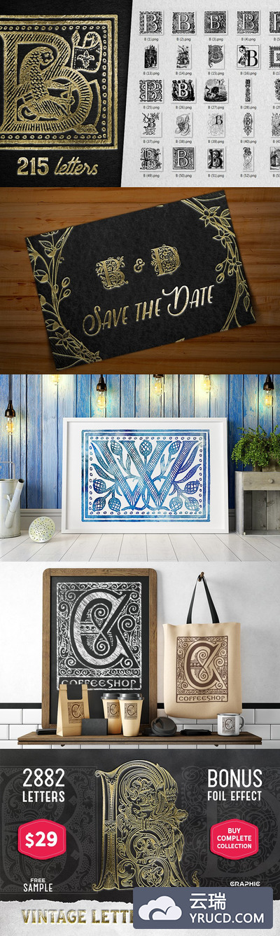 复古经典字体 Vintage Letter B Decorative Alphabet