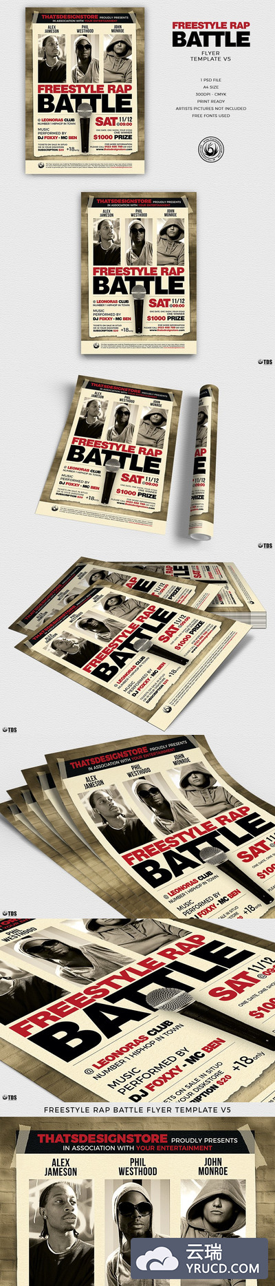 自由说唱对战传单PSDV5 Freestyle Rap Battle Flyer PSD V5