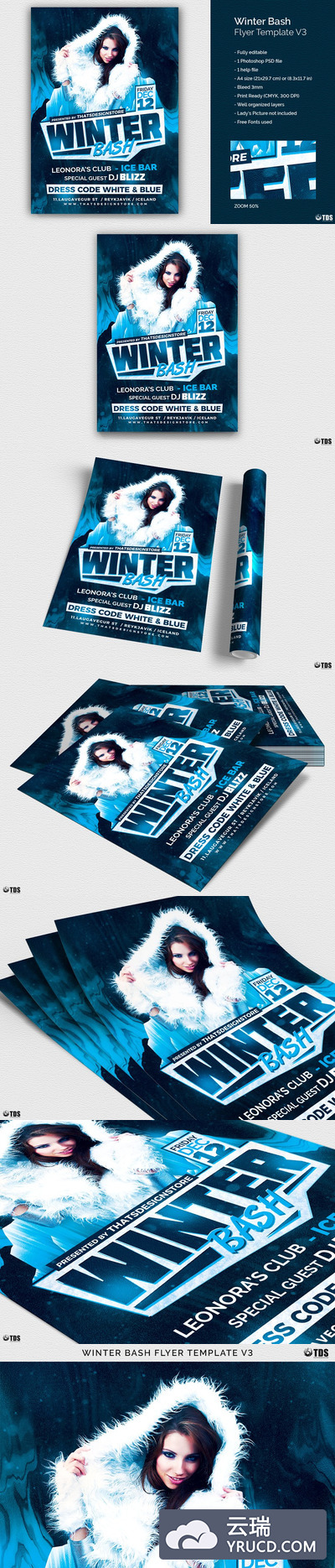 冬季海报模板3 Winter Bash Flyer PSD V3