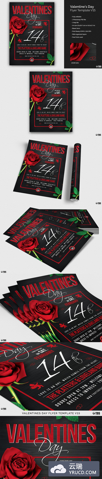 情人节传单PSD V15 Valentines Day Flyer PSD V15