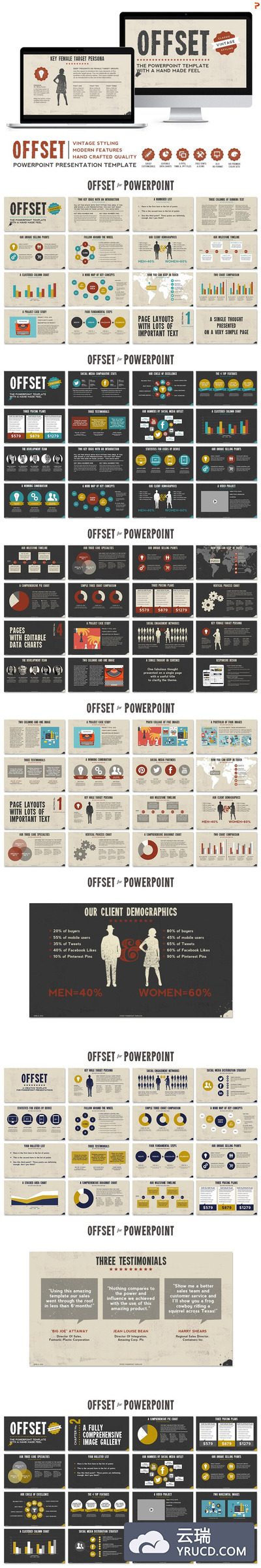 怀旧PPT模板 Offset Powerpoint Template
