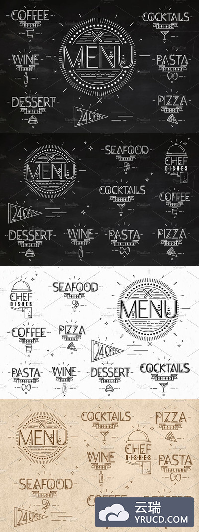 扁平化经典菜单 Flat Menu vintage