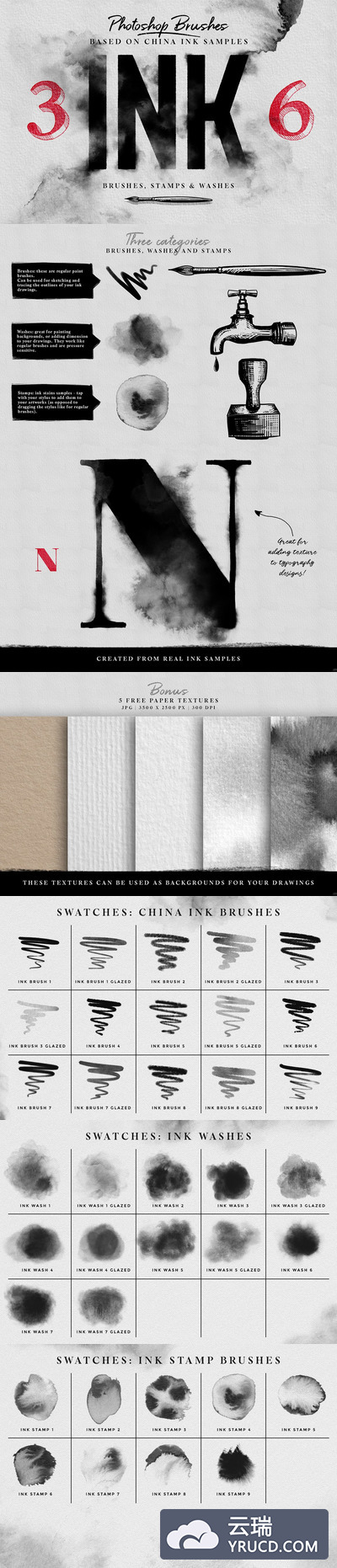 墨水ps笔刷 Ink Brushes - Photoshop version