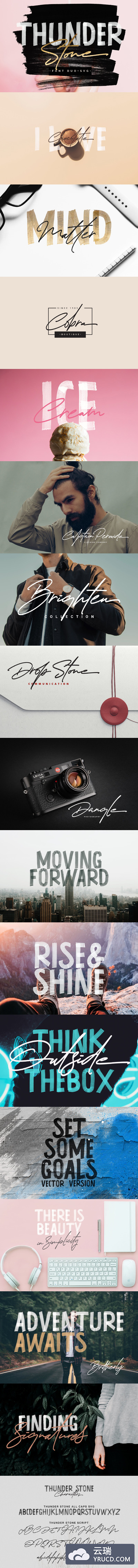 优雅简约手写字体 Thunder Stone Font Duo+OpenSVG