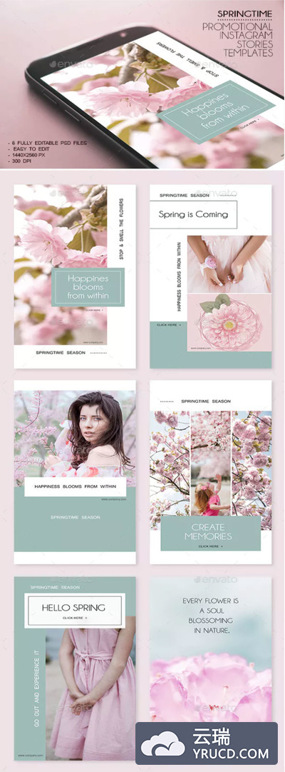 6个SpringtimeInstagram故事模板PSD