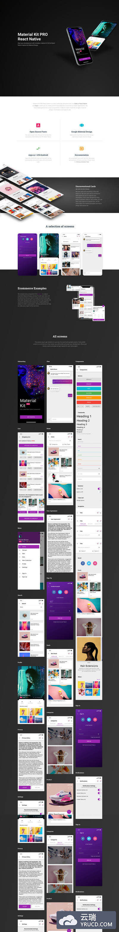 安卓Android最新Google Material Design规范的APP UI KIT模板套装下载[Sketch,XD]