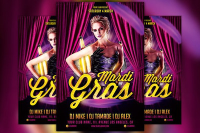 狂欢节传单模板 Mardi Gras Party Flyer Template