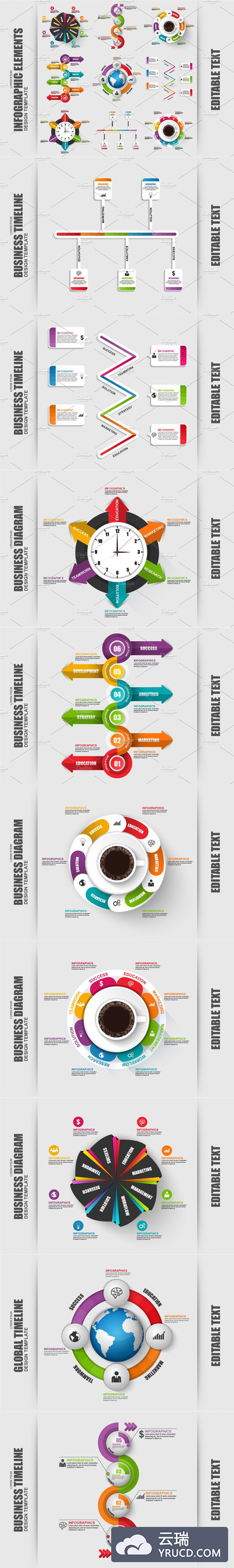 一组业务信息图形元素 Set of Business Infographic Elements