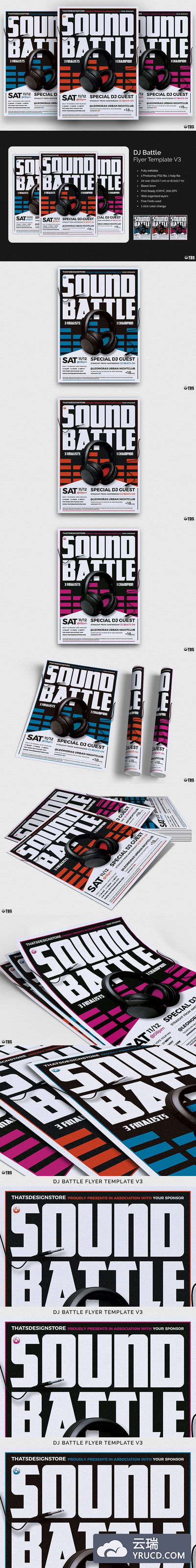 DJ对决海报模板3 DJ Battle Flyer PSD V3