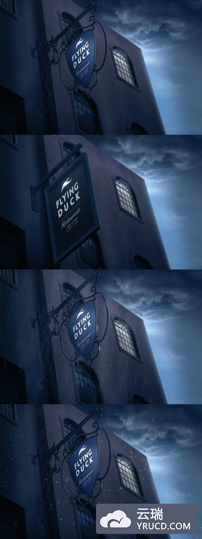 复古广告牌样机模型 Vintage signboard mock-up