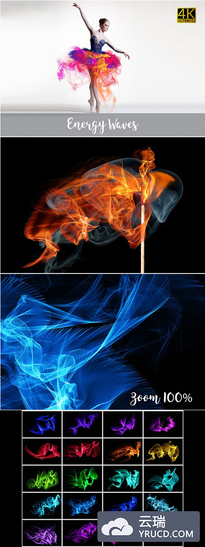 4k梦幻酷炫炫彩覆盖 4K Energy Waves Overlays