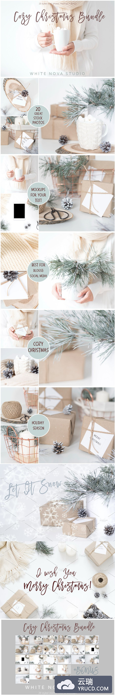 白色舒适圣诞场景照片包 White Cozy Christmas Bundle