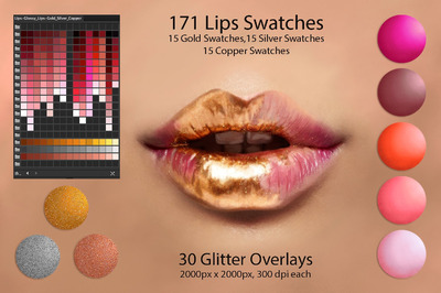 嘴唇Ai绘画样本 Lips Ai Swatches for DigitalPainting