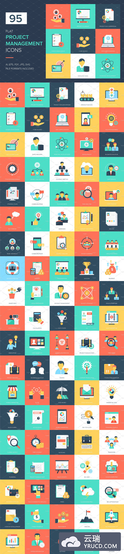 项目管理矢量图标 95 Project Management Vector Icons