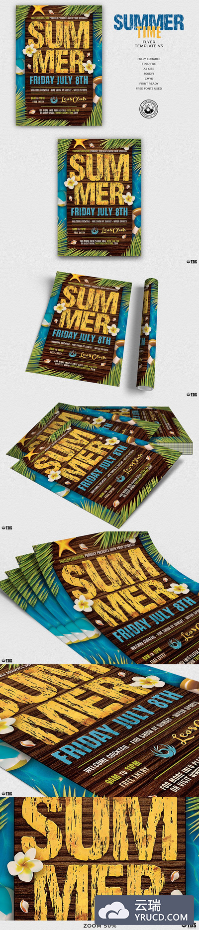 夏季主题活动宣传单PSD模板V3 Summertime Flyer PSD V3