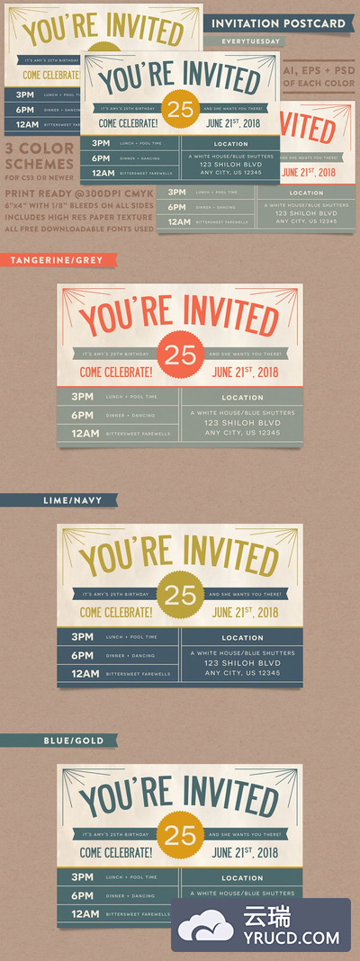 明信片邀请函模板 Invitation Postcard Template